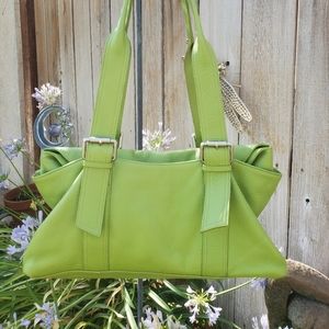 Bright Green Pebbled Leather Handbag